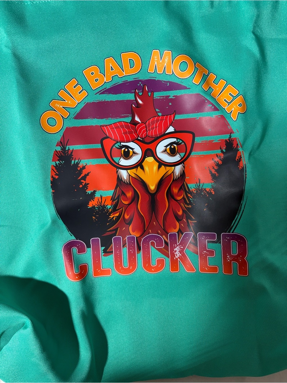 Women One Bad Mother Clucker" Graphic Tote - Teal